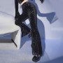 Gothic Dark High Waist Flared Pants With Lace