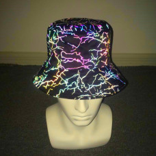 Holographic Reflective Lightning Pattern Bucket Hat, Hip Hop Hat, Sun Hat Unisex 50005