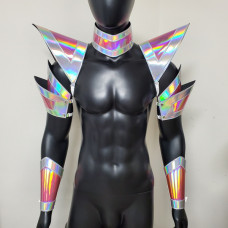 Burning Man Holographic Women Rave Shoulder Piece Pads Festival Choker Cape Carnival Festival Costumes Armor 10007