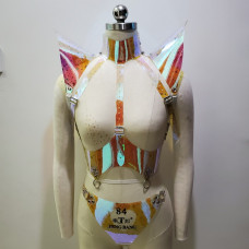 Burning Man Holographic Armor, Women PVC Armor Rave Shoulder Piece, Festival Choker Cape, Shoulder Piece, Shoulder Pads Carnival Costume Rave Festival Outfit 10038