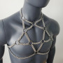 Sexy Man Body Harness, Five-pointed Star Chain Harness, Silver BodyChain, Punk Chest Harness, Music Festival Wear, Burning Man Outfits, Carnival Costumes, Rave Outfit, Rave Bodychain 10051