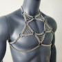 Sexy Man Body Harness, Five-pointed Star Stainless Steel Chain Harness, Silver BodyChain, Punk Chest Harness, Music Festival Wear, Burning Man Outfits, Carnival Costumes, Rave Outfit, Rave Bodychain 10054