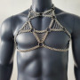 Sexy Man Body Harness, Five-pointed Star Stainless Steel Chain Harness, Silver BodyChain, Punk Chest Harness, Music Festival Wear, Burning Man Outfits, Carnival Costumes, Rave Outfit, Rave Bodychain 10054