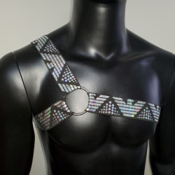 Men Body Harness, Chest Harness, Holographic Harness, Music Festival Party Wear, Burning Man Outfits, Rave Outfit, Gay Harness, Bdsm Harness 10074