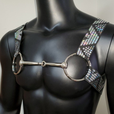 Men Body Harness, Chest Harness, Holographic Harness, Music Festival Party Wear, Burning Man Outfits, Rave Outfit, Gay Harness, Bdsm Harness 10075