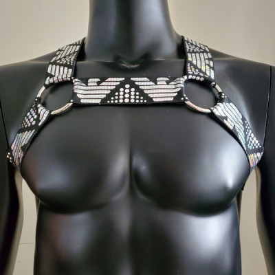 Men Body Harness, Chest Harness, Holographic Harness, Music Festival Party Wear, Burning Man Outfits, Rave Outfit, Gay Harness, Bdsm Harness 10076