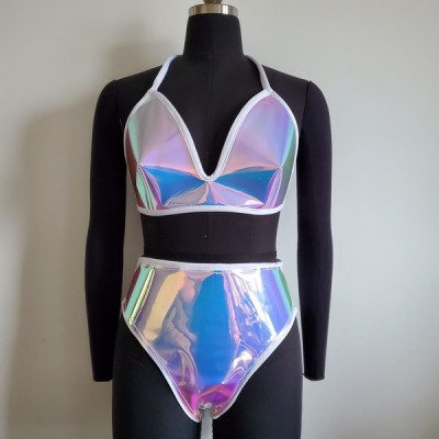Holographic Rave Outfits, Burning Man Outfits, Rave Clothing,Rave Bikini Set, Rave Bra, Holographic Bra, PVC Bra, PVC Panties, Rave Festival, Sexy Lingerie, Plastic Fashion 10085