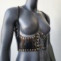 Black Fetish Gothic Punk PVC Corset Belt Waistband Waist Harness Underbust Vest Bustier Plastic Fashion 10111