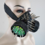 Burning Man Steampunk Goth Face Mask, Rave Mask,Holographic Rhinestone Gas Mask, Rivet Mask , Punk Dust Spikes Mask, Festival Mask, Gas Mask 