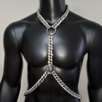 Burning man Silver Rhinestone Chain, Body Rave Chest Chain,Rave Bodychain,Rave Tops Costume,Festival Rave Outfits