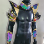 Burning Man Holographic Gold Edge Reflective Dragon Scale Armor,Rave Shoulder Piece,Festival Choker Cape,Dragon Scale Shoulder Pads Carnival Festival Costumes