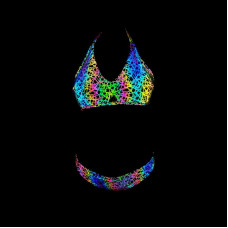 Holographic Bird's Nest Pattern Reflective Clothing Rave Bikini Sets 52030